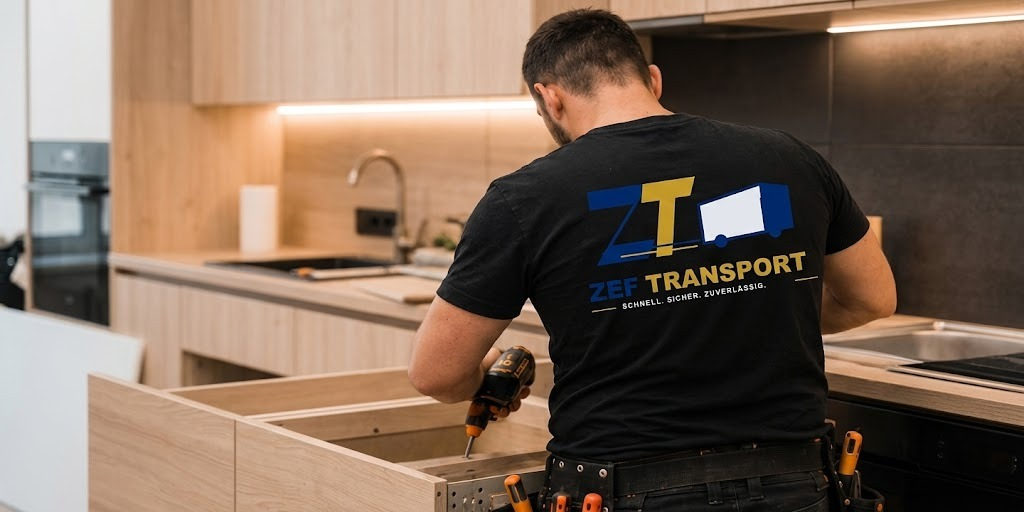 Monteur baut einen Schrank auf