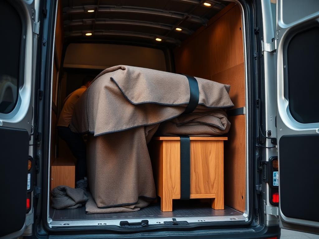 Möbel gesichert im Transportfahrzeug